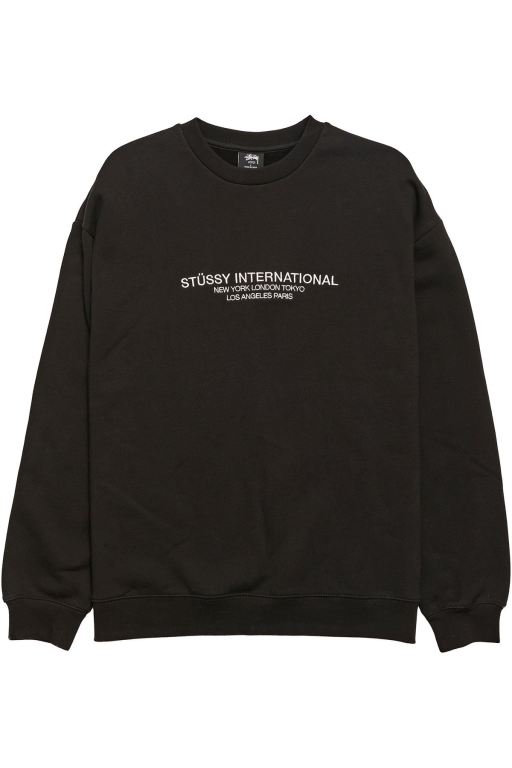 Stussy Mens Cities 50/50 Fleece Crew Sweaters Black - YXNFP7581